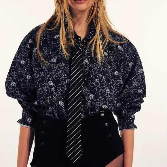 Free People Tops - 076 Free People Monogrammed Dress Shirt NWT Size XS